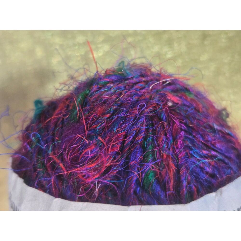 Darn Good Yarn Recycled Silk Nepalese Hand-Spun Purple Multi 100g 2 Balls